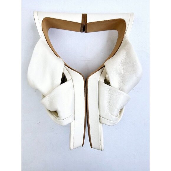 Vince Camuto Size 12 Women Elmindi Slip On Cross Strap Leather Cream Color Heels - Picture 11 of 14